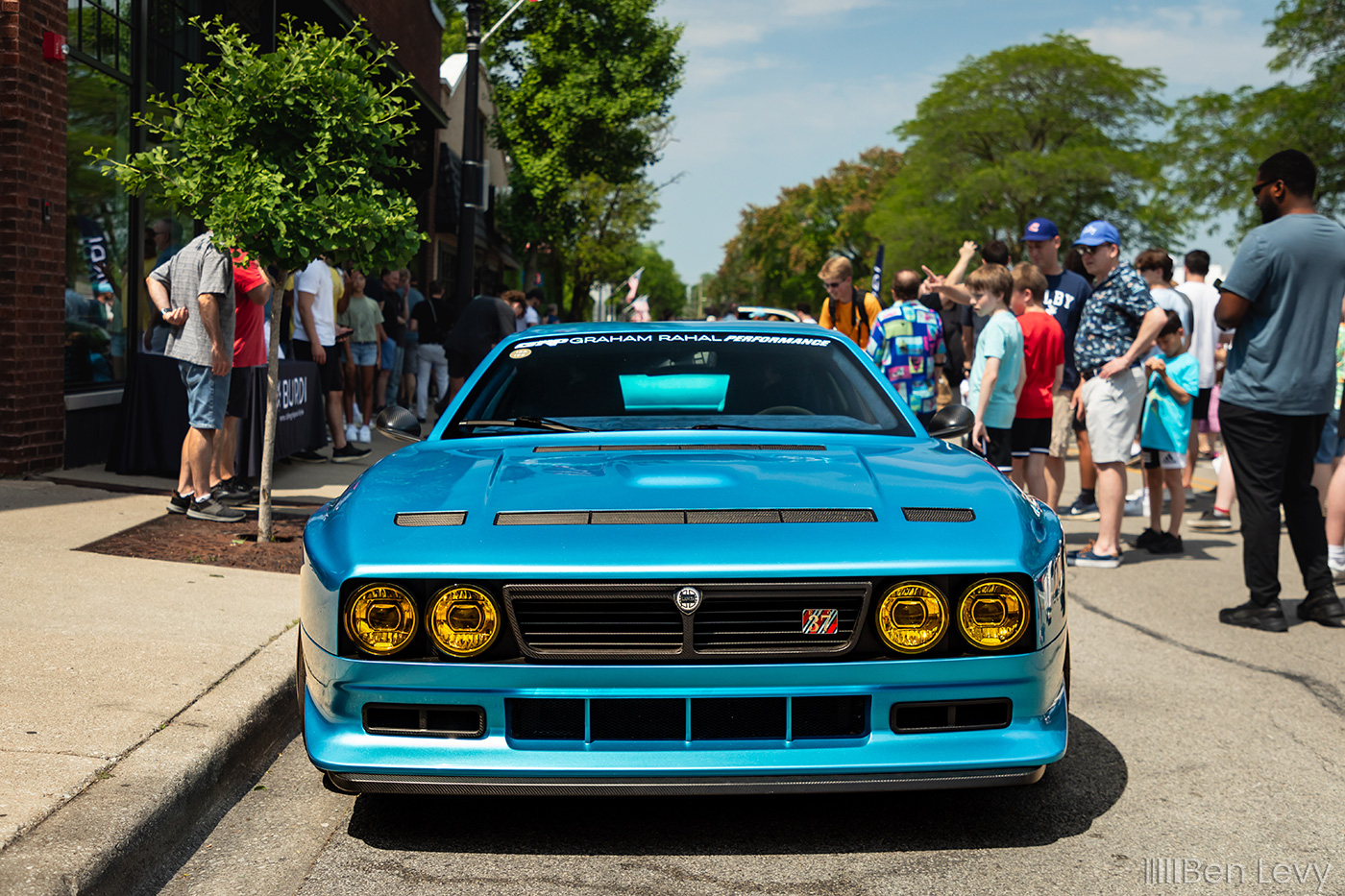 Blue Lancia Kimera EVO37 at a Hinsdale Car Show