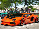 Orange Liberty Walk Lamborghini Aventador at a Car Show at Burdi Clothing