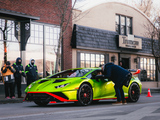 Green Lamborghini Huracan STO arrives at Burdi Clothing in Hinsdale