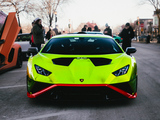 Front of Green Lamborghini Huracan STO at a December Car Meet