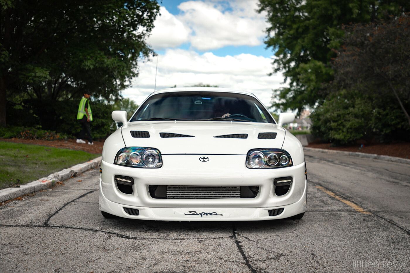 Front of White Mk4 Supra at CACW's Supercar Sunday
