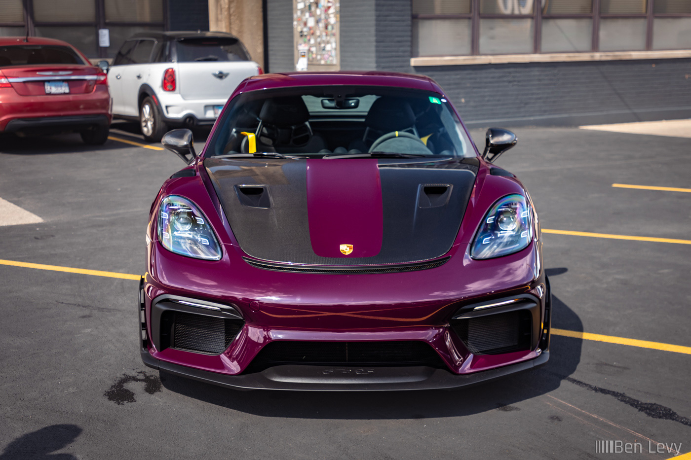 Front of Aubergine Porsche 718 Cayman GT4 RS