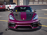 Front of Aubergine Porsche 718 Cayman GT4 RS