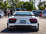 Rear of White Audi R8 Competition