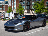 Silver Ferrari 458 at Cold Brewed Cars & Coffee