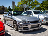 Silver R34 Nissan Skyline