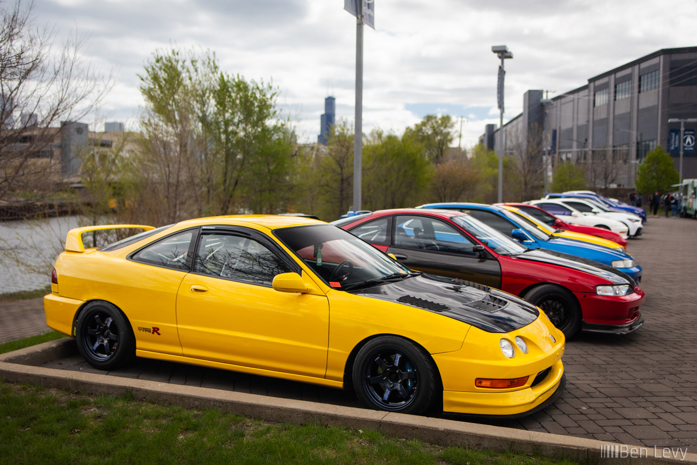 Yellow Acura Integra with K-Swap at Car Meet in Chicago