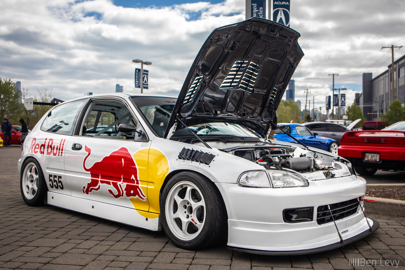 White Civic Hatchback with Red Bull Livery