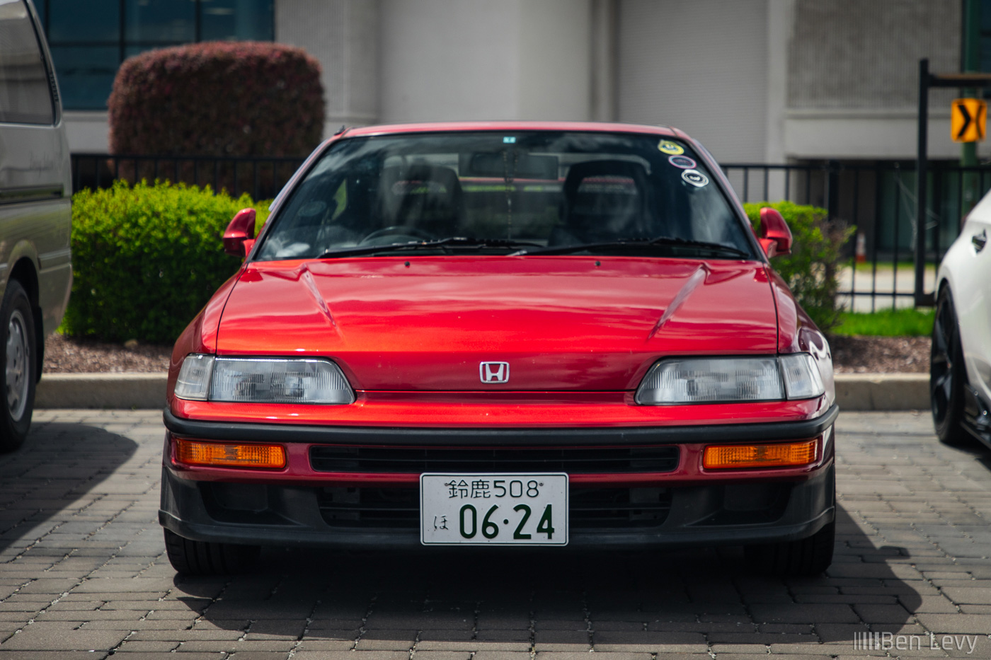 Front of Red JDM Honda CR-X at a Chicago Car Meet