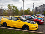 Yellow Acura Integra with K-Swap at Car Meet in Chicago