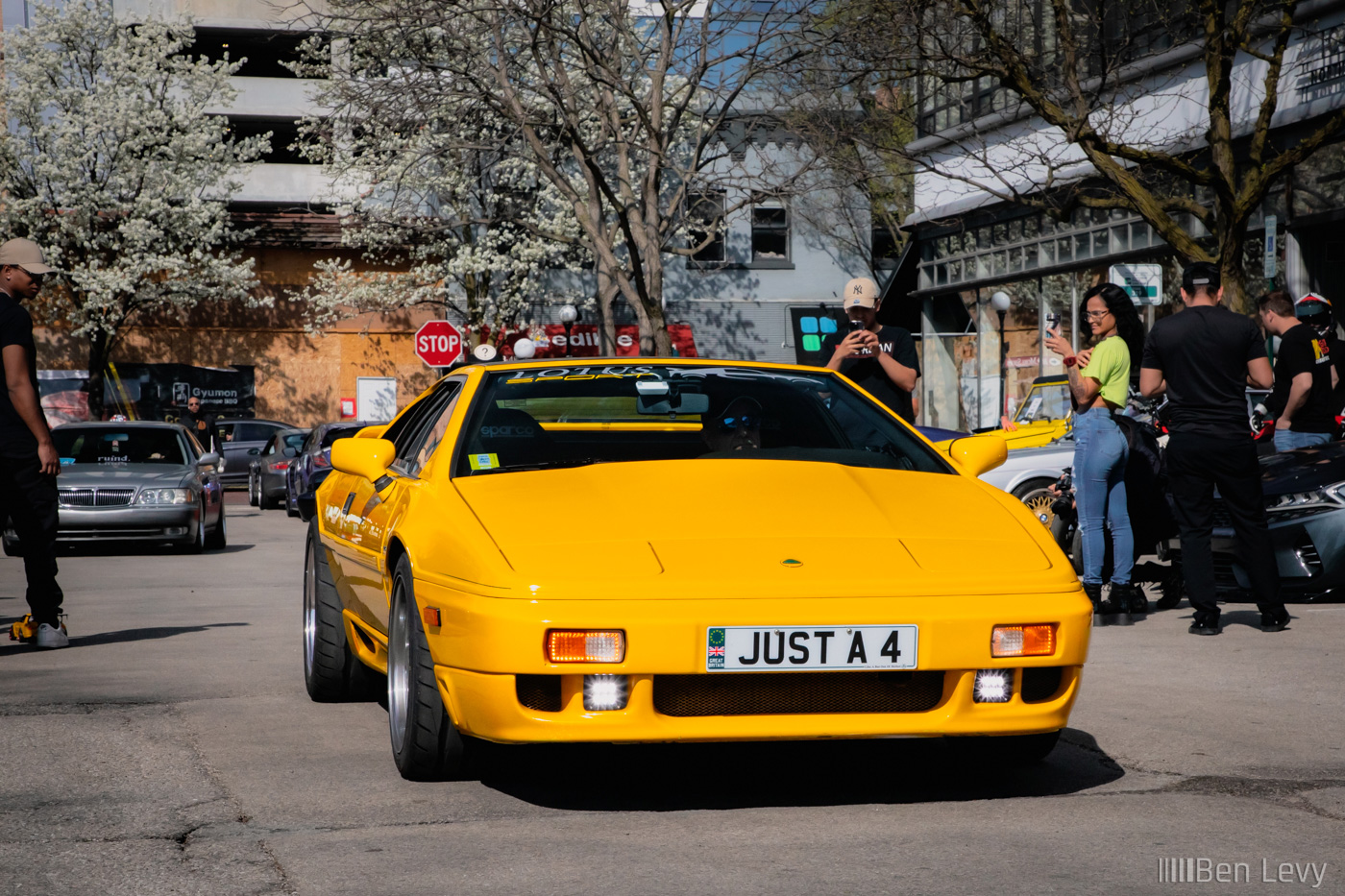 Yellow Lotus Esprit at a Spring Car Meet in Oak Park