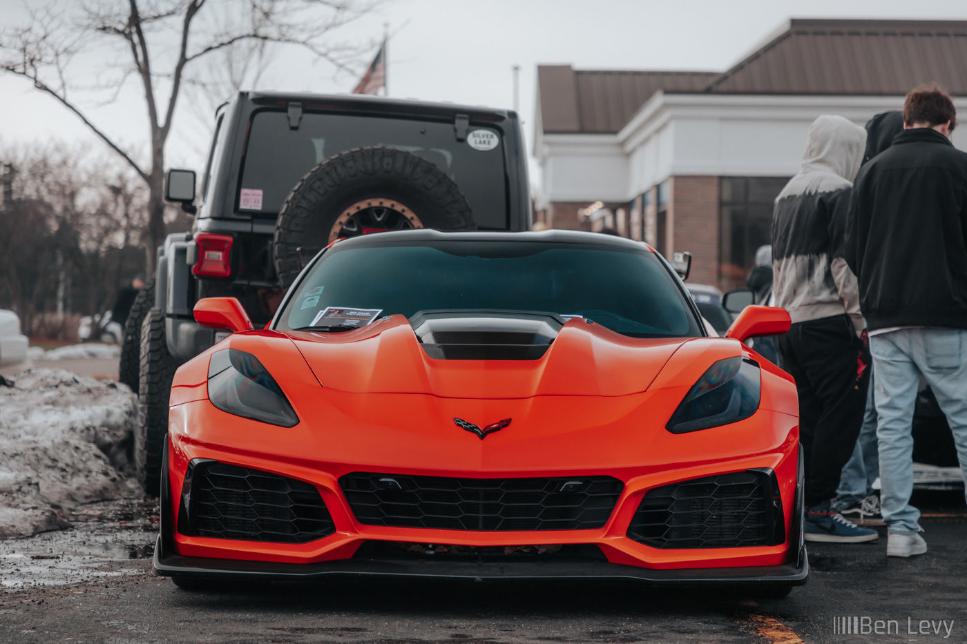 Front of Orange C7 Corvette ZR1
