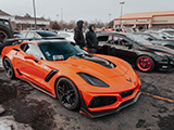 Orange Corvette ZR1 at Car Meet in Buffalo Grove