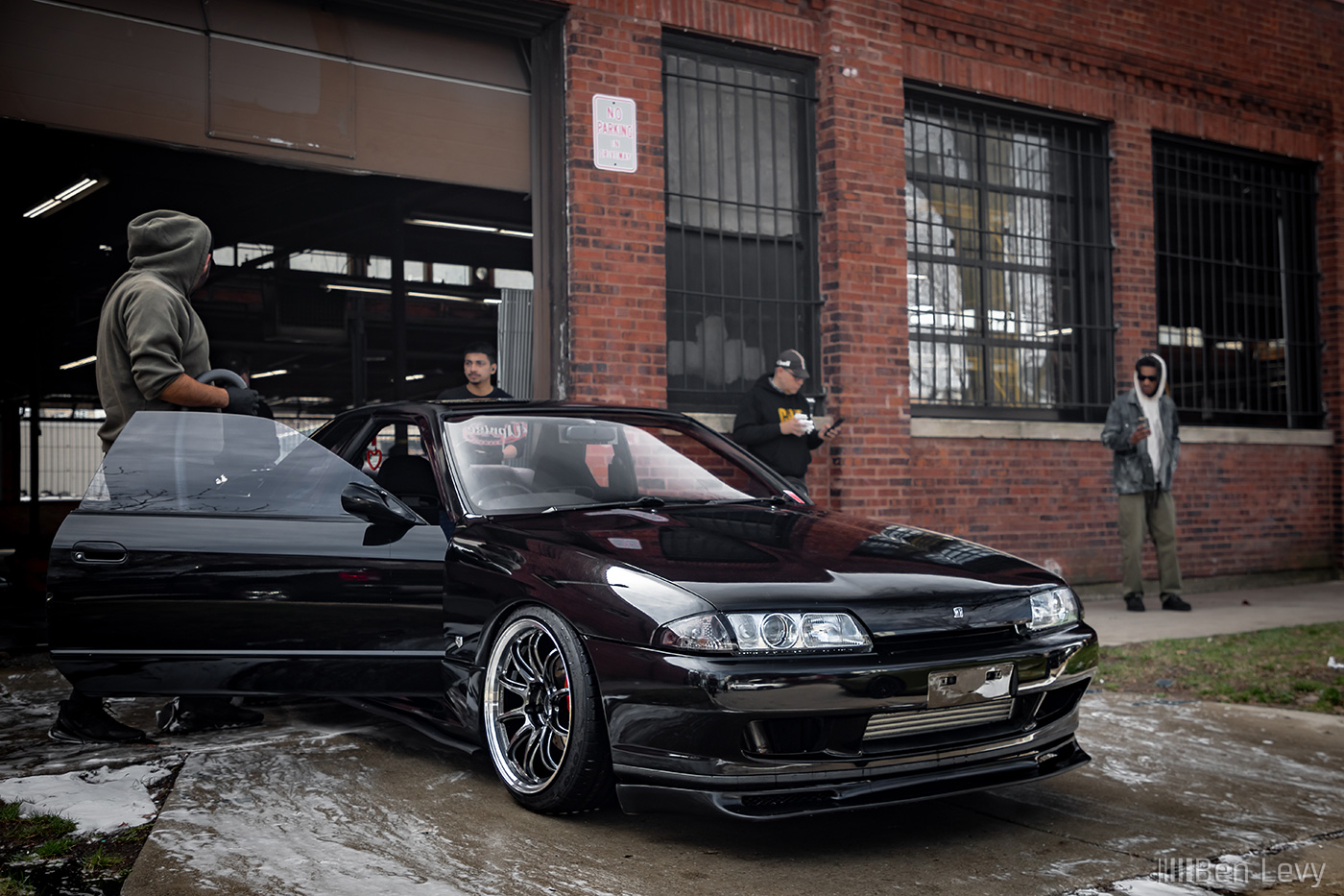 Black R32 Nissan Skyline being detailed at The Outfit in Chicago