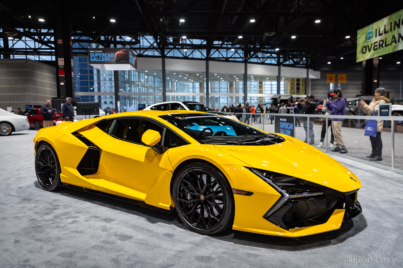 Yellow Lamborghini Revuelto at the Chicago Auto Show