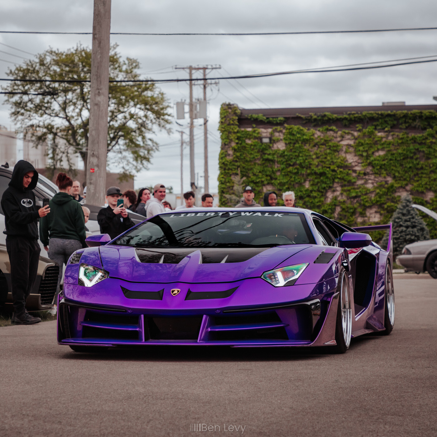 Purple Lamborghini Aventador with Liberty Walk Kit