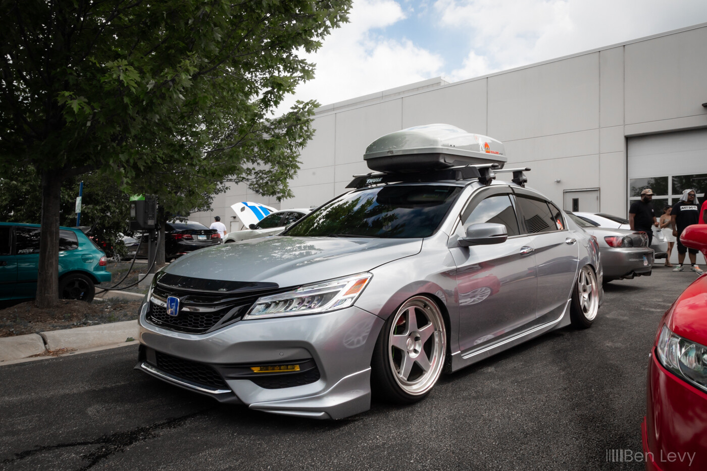 Silver Honda Accord with Roof Cargo Carrier