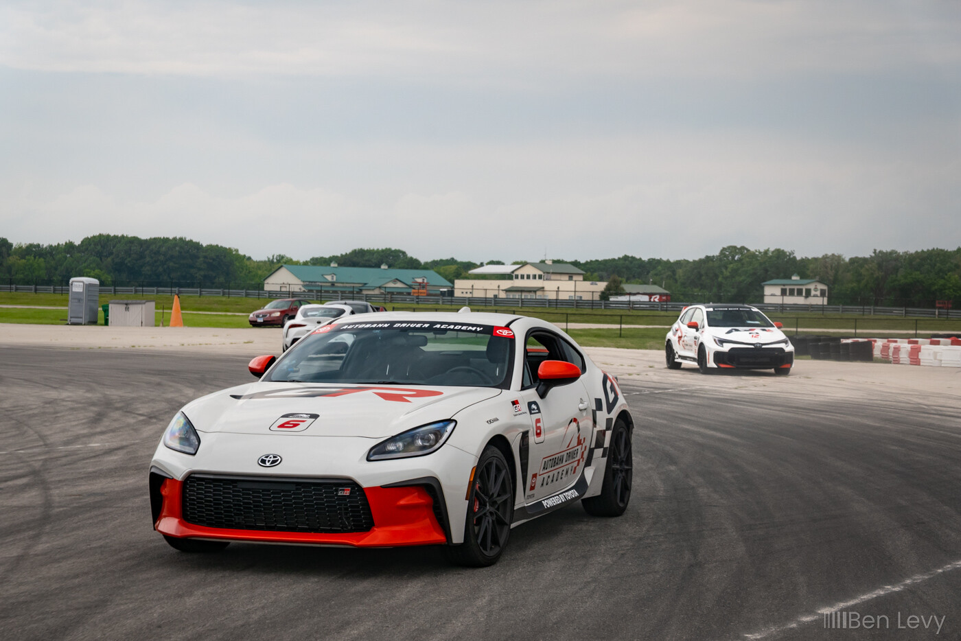 A White Toyota GR 86 on the Skidpad at Autobahn Country Club