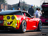 SpongeBob SquarePants wrap on the back of a C6 Corvette