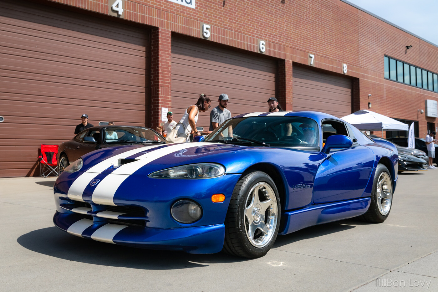 Blue Dodge Viper with White Stripes