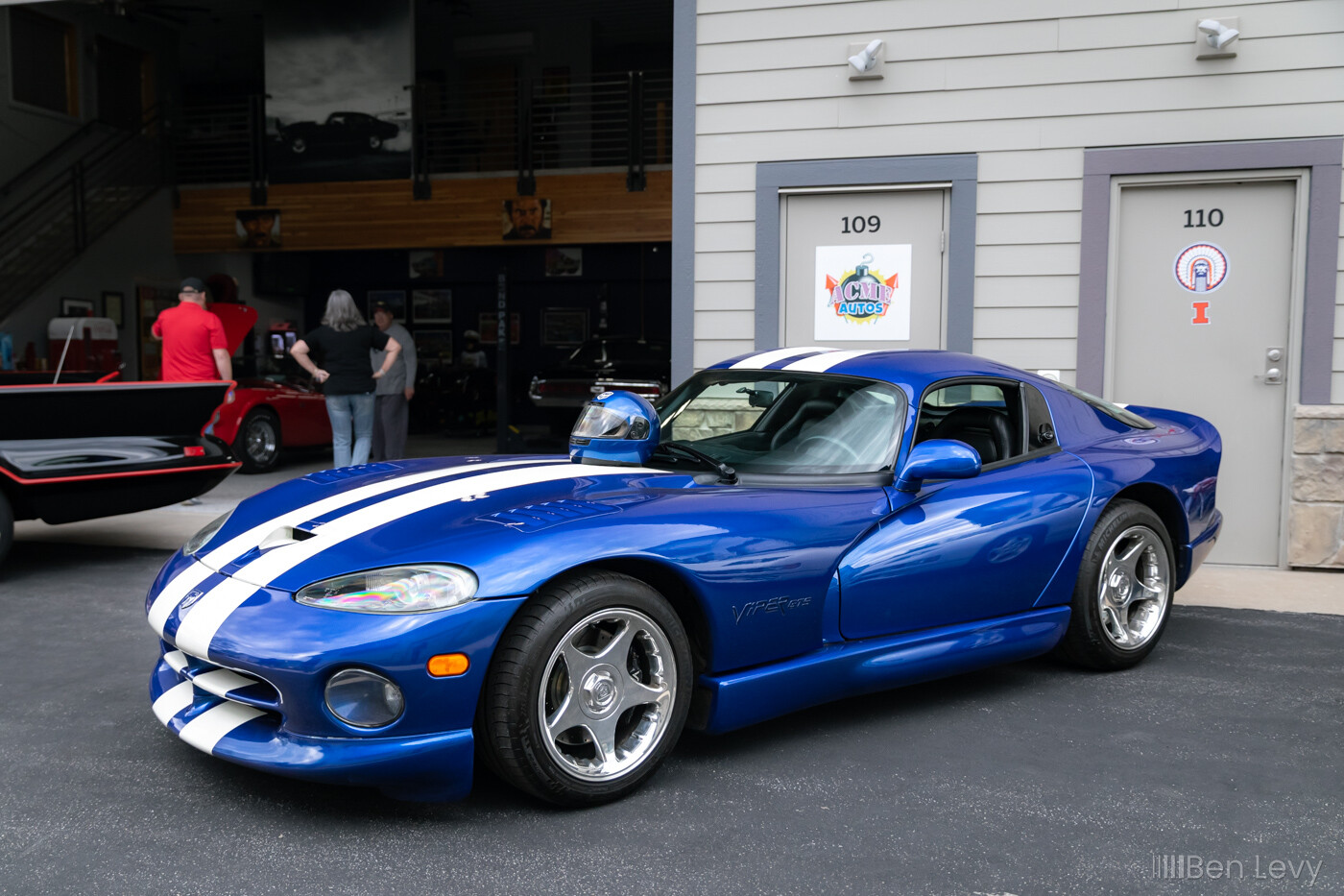 Blue Dodge Viper GTS with Racing Stripes