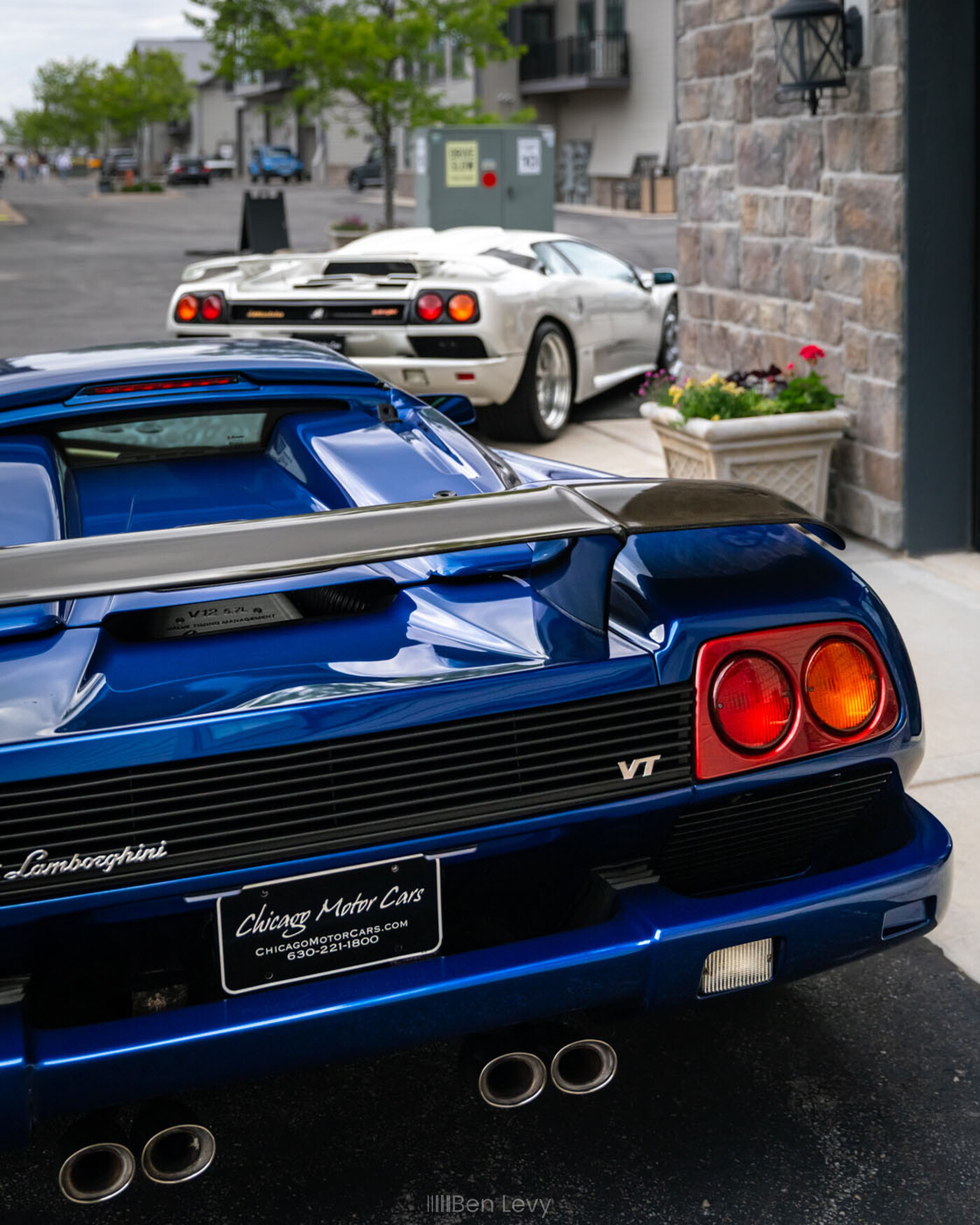 Taillight of a Blue Lamborghini Diablo VT