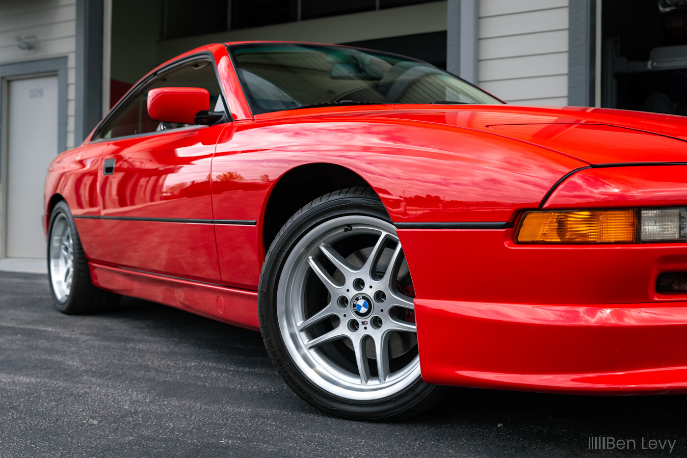Five-Spoke Wheels on Red BMW 850Ci