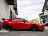 Side of Red R35 Nissan GT-R at Iron Gate