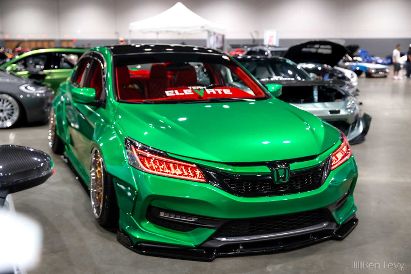 Green Honda Accord with Red Interior and Red Headlights