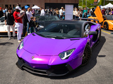 Purple Lamborghini Aventador at a car show in Chicago's West Loop