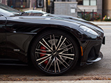 Wheel of a Black  Aston Martin DBS Superleggera