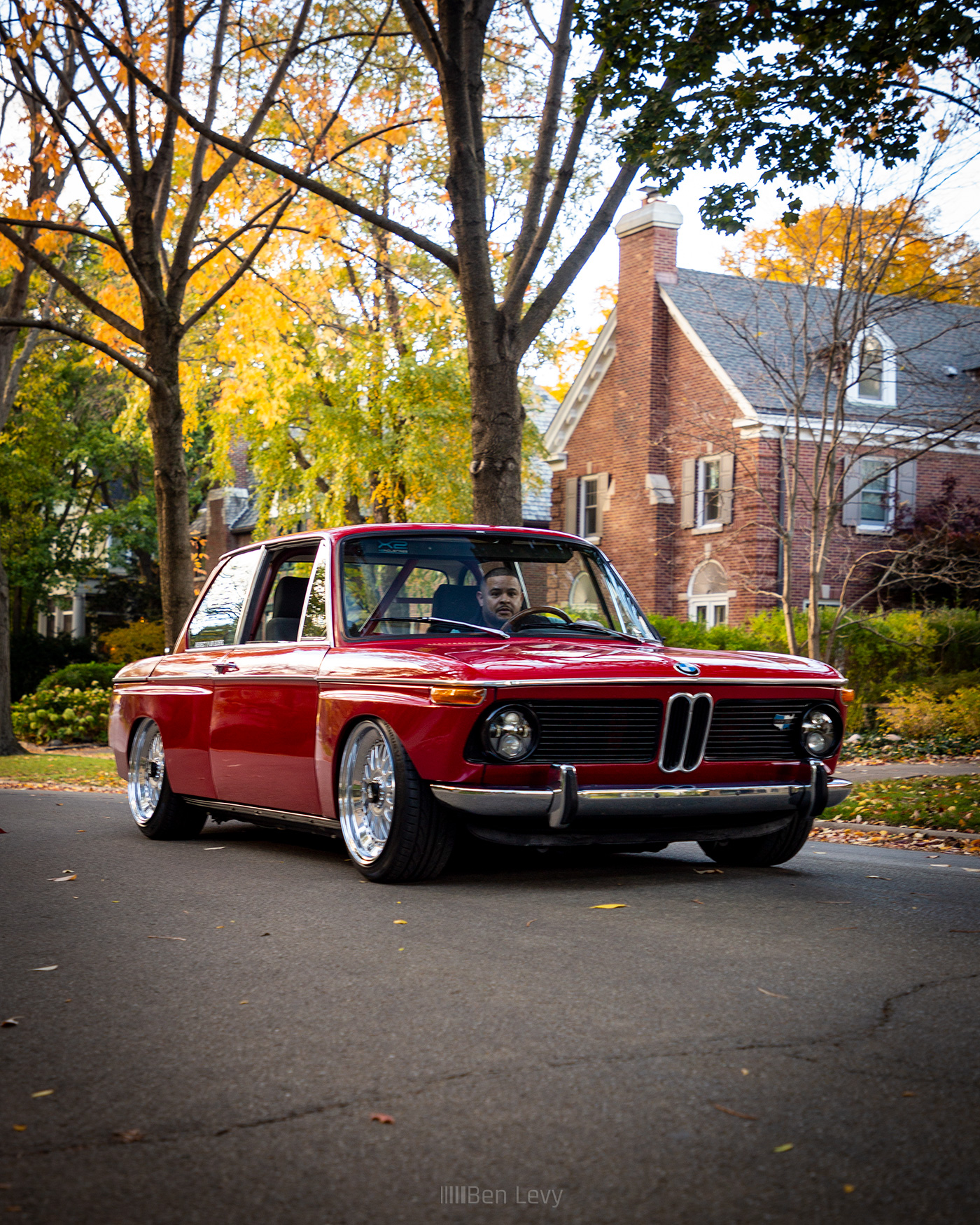 Red BMW 2002 with Wide Fenders