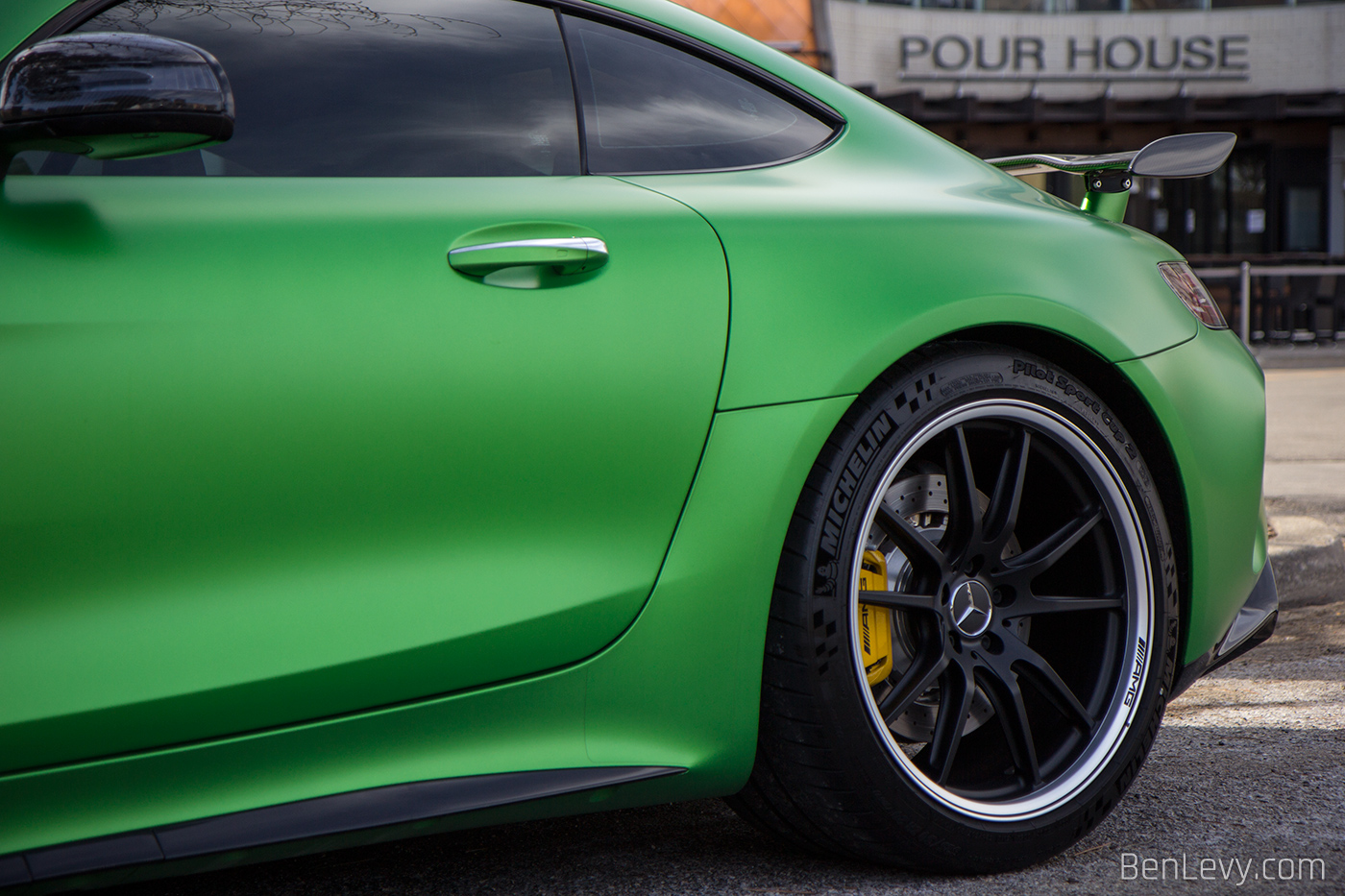 Rear Quarter of a Green AMG GT R Coupe