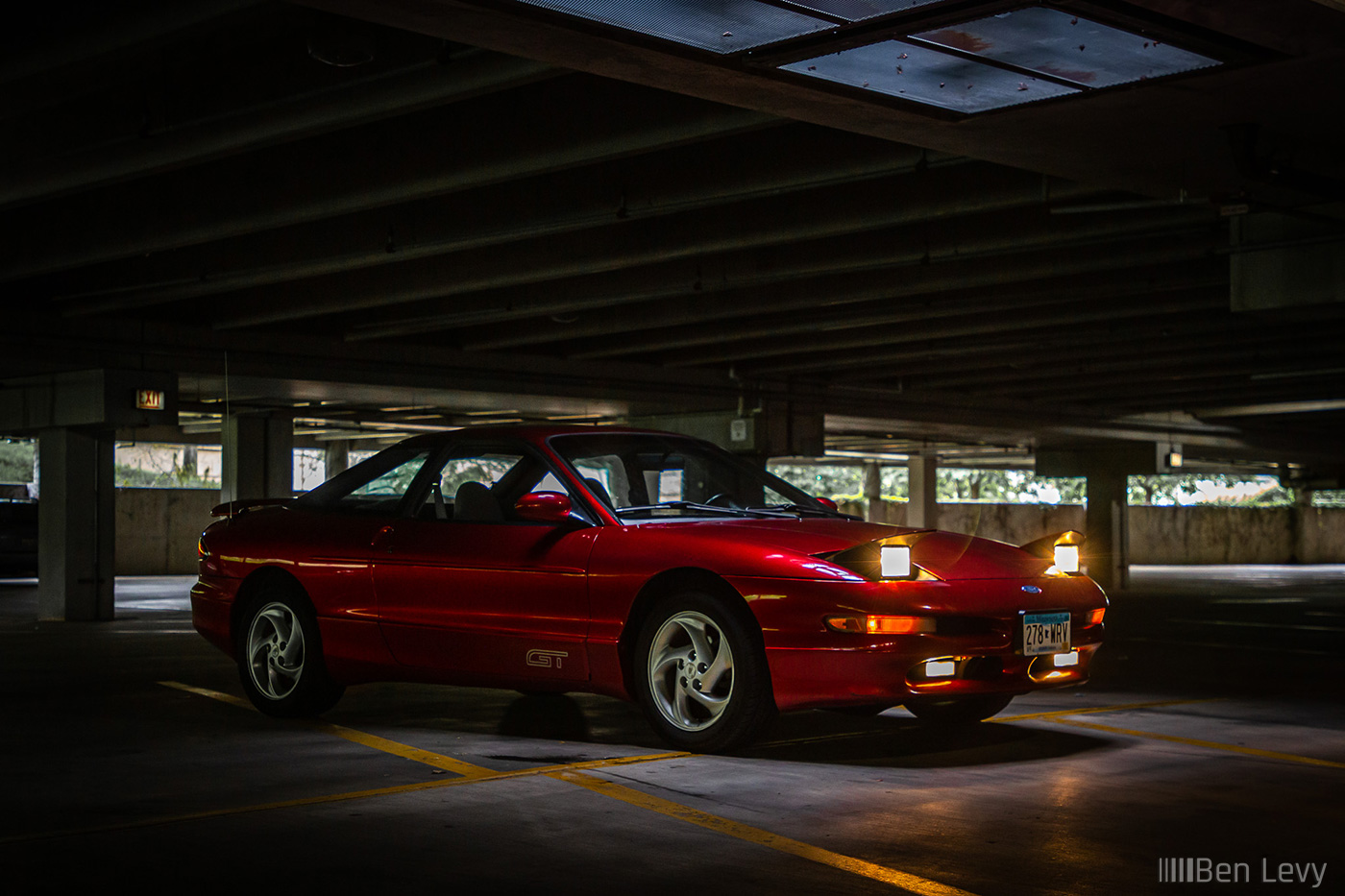 Red Ford Probe GT in a Parking Garage