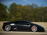 Black Lamborghini Huracan on the highway
