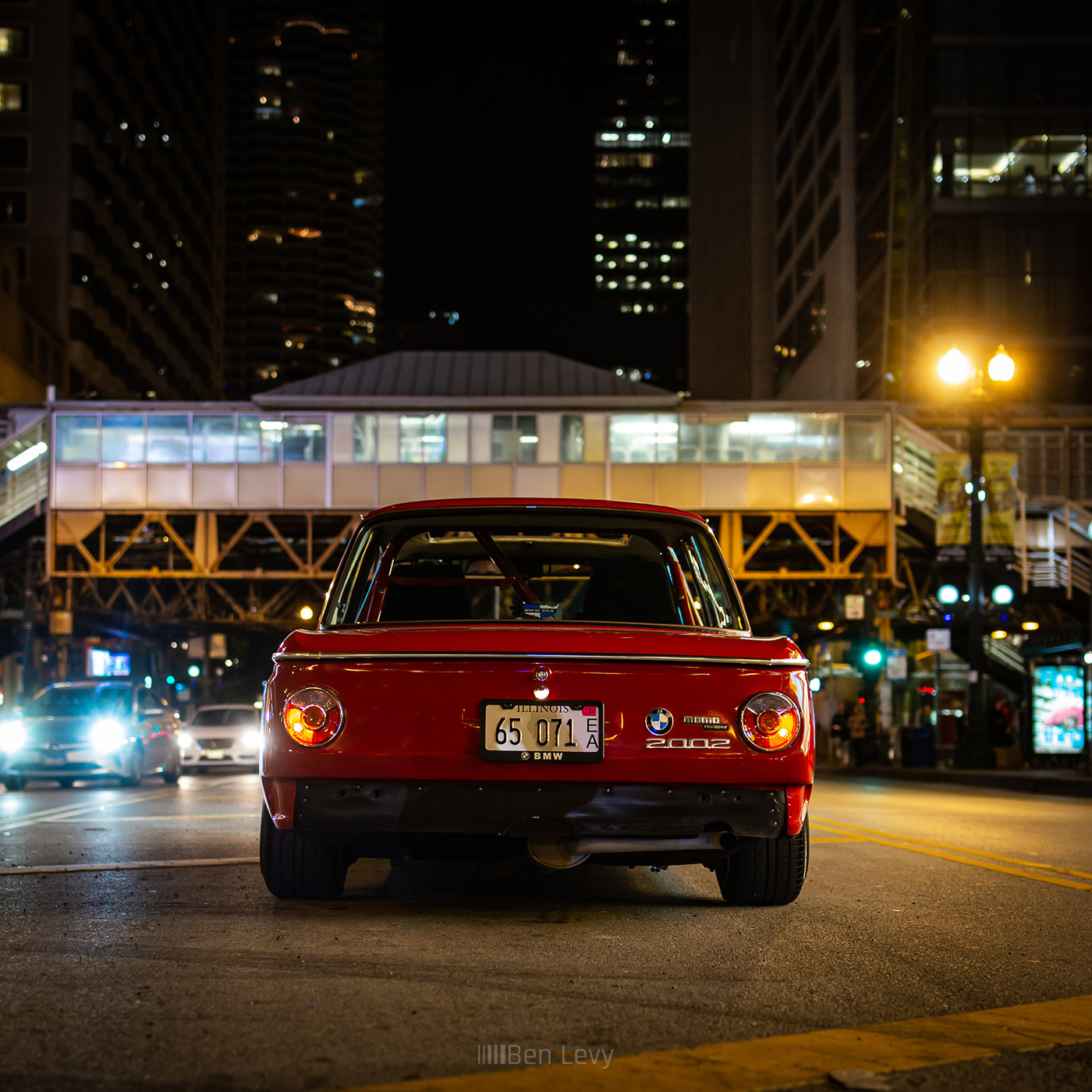 Rear of BMW 2002 on State Street in Chicago