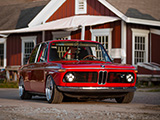 Bagged Red BMW E10 2002 at Photoshoot