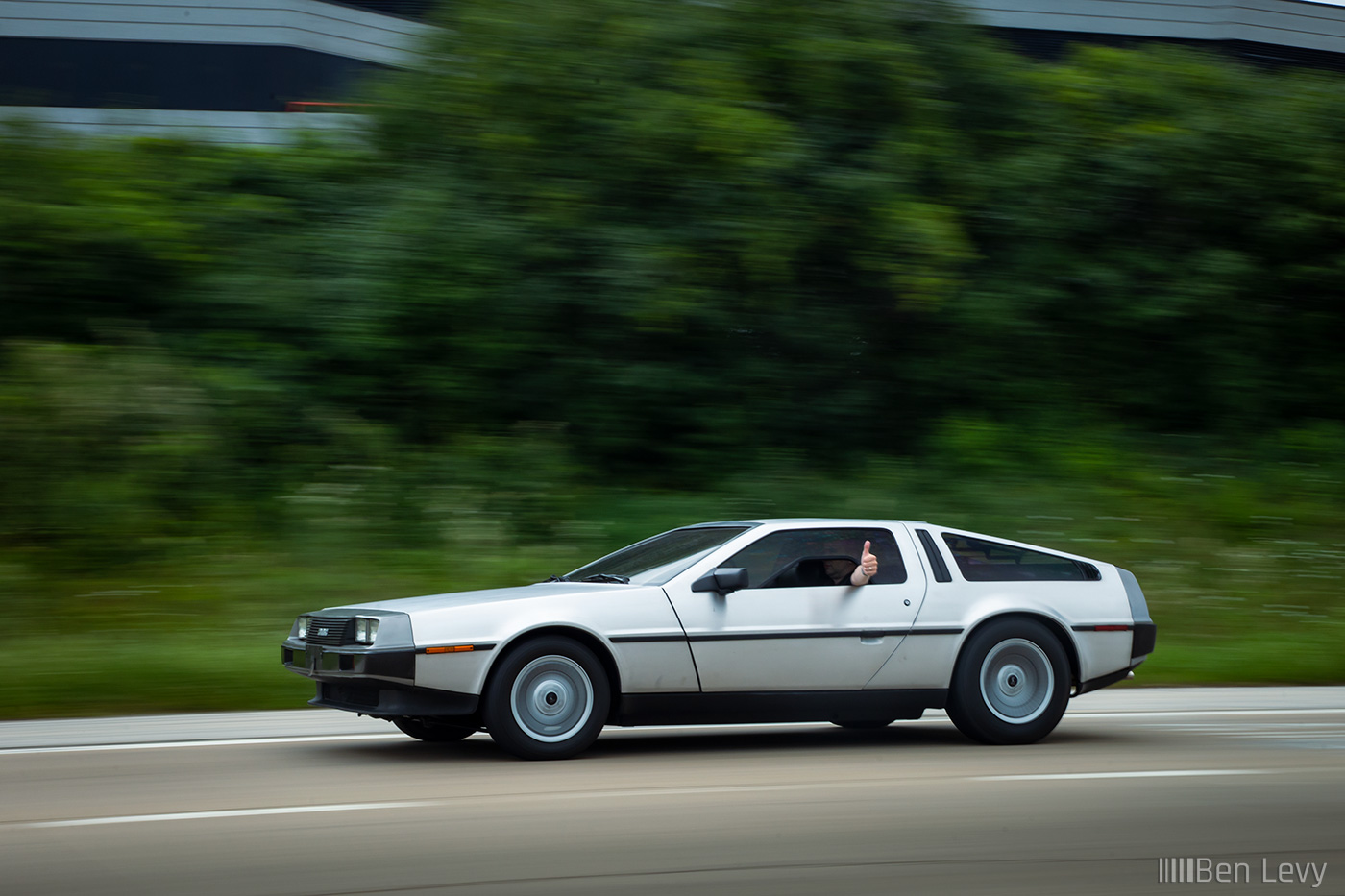 Delorean Driving on the Highway