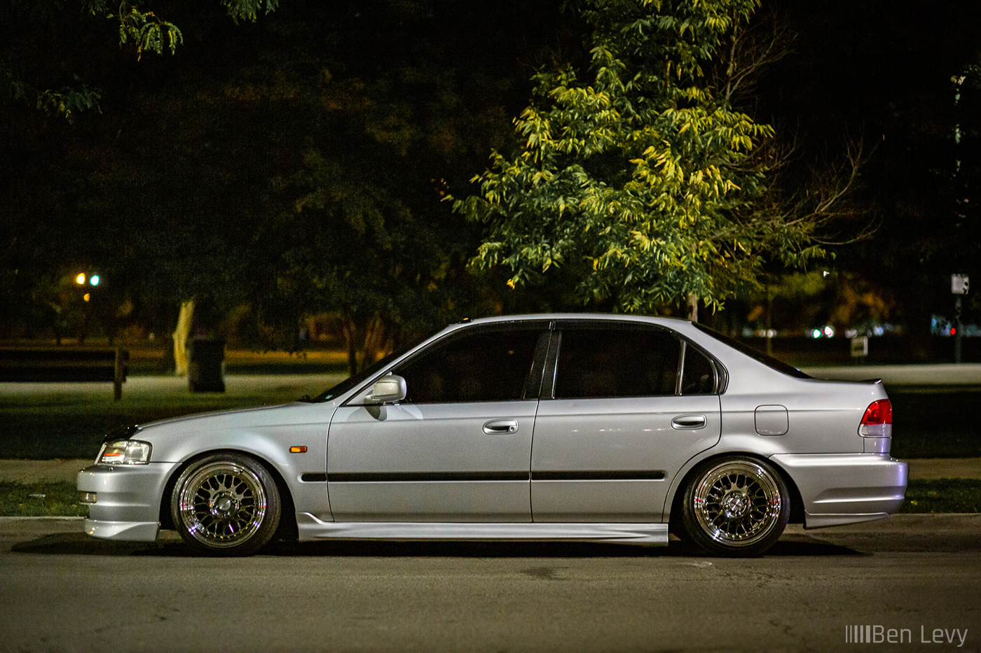 Side of Bagged Honda Civic Sedan with Domani Front and Rear