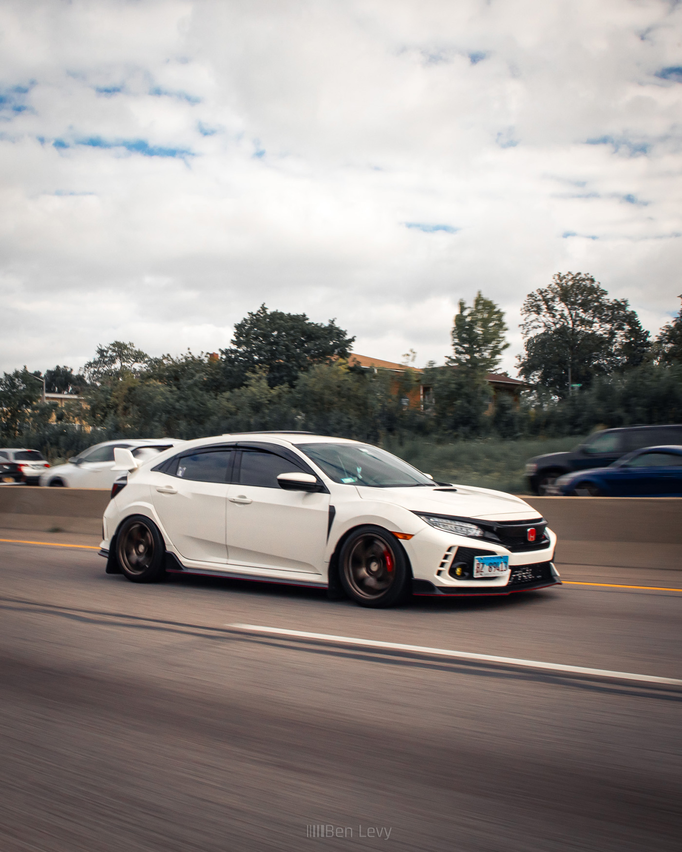 White FK8 Civic Type-R on the Highway
