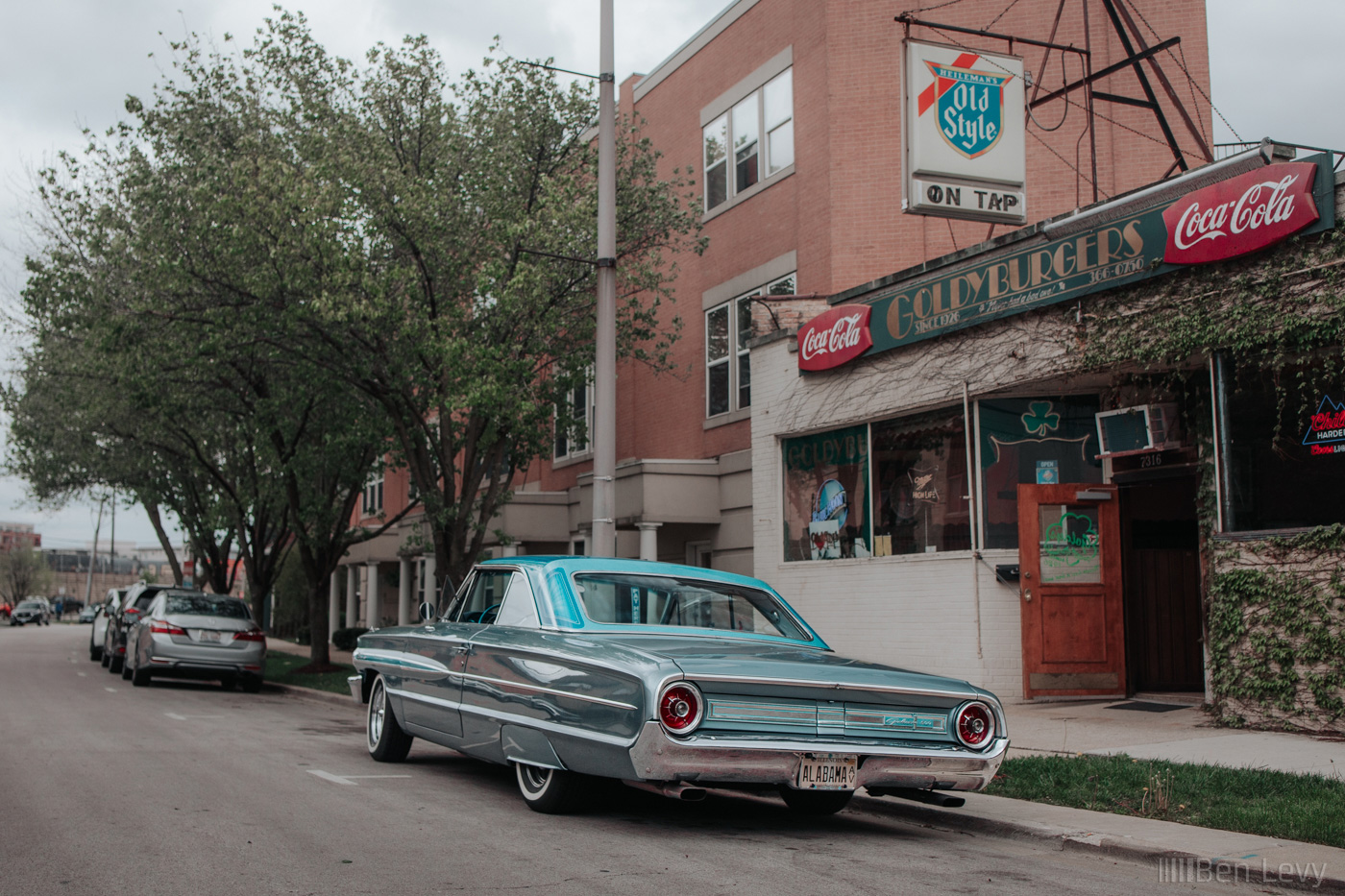 Rear of a Blue Ford Galaxie 500 Lowrider