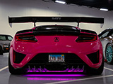 Rear of Acura NSX Wrapped in Pink