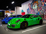 Green Porsche 991 GT3 at Alpha Garage Chicago