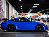 Side of Blue Porsche 992 GT3