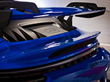 Rear Engine Lid of Blue Porsche 992 GT3