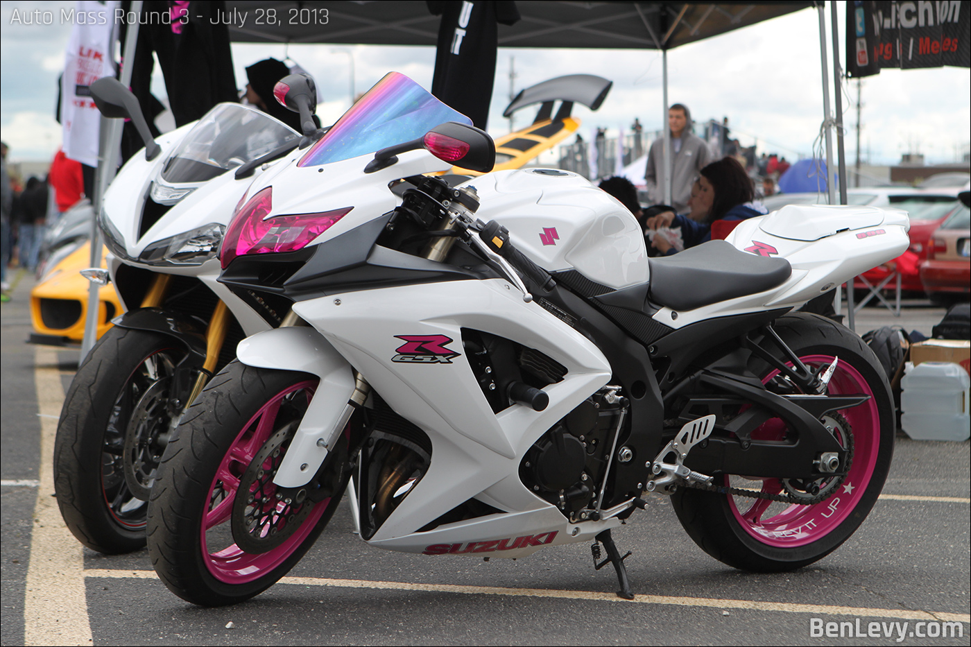 White & Pink Suzuki GSX-R