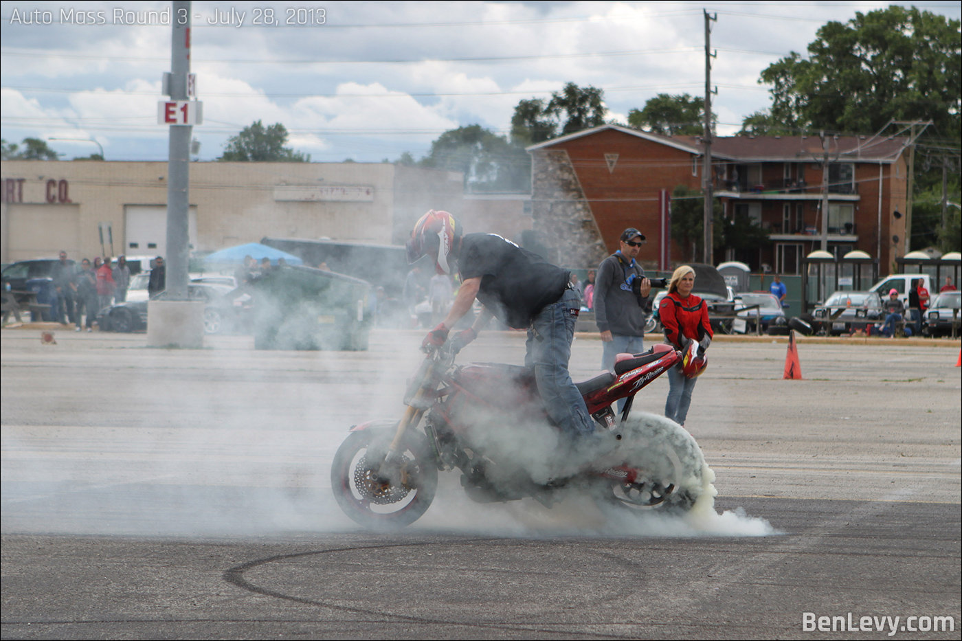 Smokey burnout on motorcycle