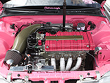 Pink Integra engine bay
