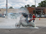 Smokey burnout on motorcycle