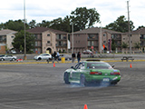 Green 240SX drifting